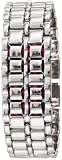 GGI International Womens WLed-Lava-SR Silver Stainless Steel Lava Red LED Digital Bracelet Watch