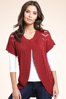 Short Sleeve Chunky Cable Knit Cardigan