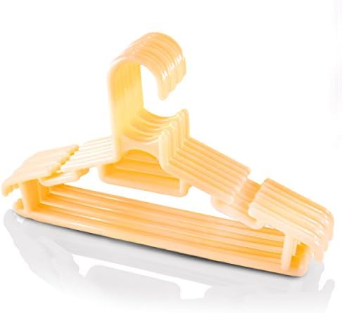 Clothes Hangers - Other Colors Available - Standard Baby, Infant, and Toddler Size - Nursery Closet Organizers - Multiple Notches in Each Hanger Make a Prefect System for Organization, Hanging, and Storage of Apparel and Décor: Onesies, Shirts, Pants, Skirts, and Coats - Great Product for an Additional Attachment to Baby Gift Basket Sets - Satisfaction Guaranteed - 10 Piece - Yellow