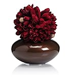 Red Pom Pom Dahlia Floral Display with Bulbous Vase