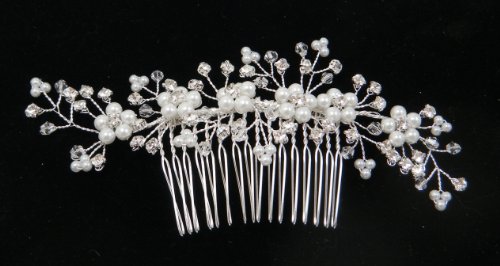 Austrian Crystal With Pearl Hair comb Tiara for Weddings, Proms, quinceanera or pageants FC2876