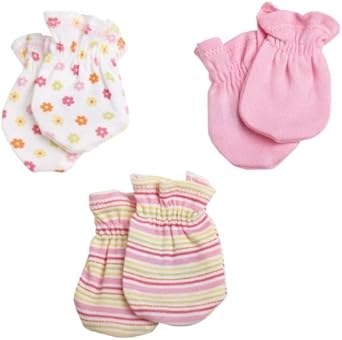 Gerber Baby-Girls Newborn 3 Pack Flowers Mitten