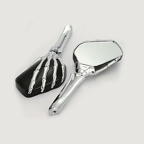 TechTick Skull Skeleton Rearview Side Mirrors For Harley Sportster Dyna Softail Touring