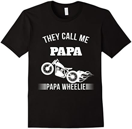 Men's Motorcycle Papa T-Shirt - They Call Me Papa, Papa Wheelie XL Black