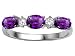 0.84 cttw Genuine Amethyst and Diamond 3 Stone Band - 14kt Yellow Gold