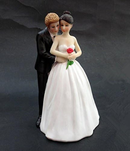 Wed2BB Wedding Cake Toppers Romantic Rose Resin Dolls Bride and Groom Figurine