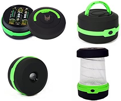 Camping Lantern Portable Collapsible Flashlight Led, Waterproof, Lightweight Also for Home, Garden,outdoor (Green)