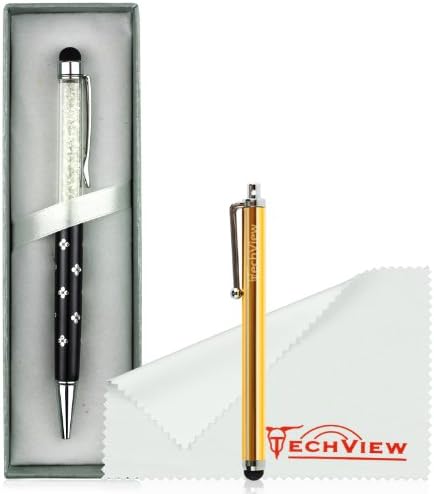 Teviwin(TM)(B27/40) High Quality Shinning Crystal Stylus for Apple iPhone 4G 4S 5G 5S,Samsung Galaxy S3 S4 Note 3 and All Capacitive Touchscreen Devices,Elegant and Stylish, With Present Box ,Holidays or Chistmas Special Gift for Friends (black with flower)