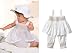 Baby Clothes Toddler Girl Ruffle Dress + Pants + Hat Outfit Set 0-18 M White 3pcs (Small(6-9Months))