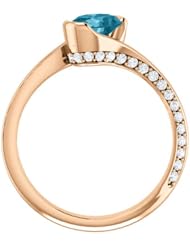 18K Rose Gold 7.00x5.00mm Oval Cut London Blue Topaz and Diamond Ring -- LIFETIME WARRANTY