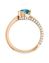 14K Rose Gold 7.00x5.00mm Oval Cut London Blue Topaz and Diamond Ring -- LIFETIME WARRANTY