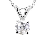 Diamond Solitaire Stud Pendant 1/2 Carat in 14K White Gold with Chain
