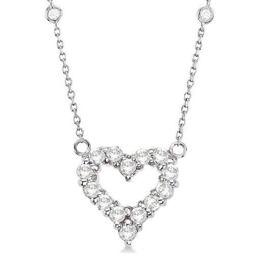 Heart Shaped Diamond Necklaces Diamonds By The Yard Heart Pendant Necklace 14k White Gold (1.00ct)