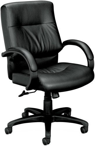 Basyx VL692SP11 VL690 Series Managerial Mid-Back Leather Chair, Black Leather On Sale