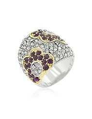 Purple and Clear CZ Rose Ring