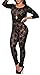 made2envy Lace Overlay Nude Illusion Keyhole Back Jumpsuit
