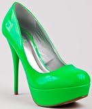 Qupid NEUTRAL-156 Neon Patent Platform Stiletto Pump