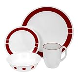 Corelle Livingware 16-Piece Dinnerware Set, Service for 4, Urban Red