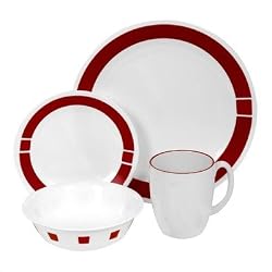Corelle Livingware 16-Piece Dinnerware Set, Service for 4, Urban Red