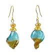 Earrings - E196 - Murano Style Glass - Twist ~ Aqua & Brown