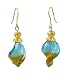 Earrings - E196 - Murano Style Glass - Twist ~ Aqua & Brown