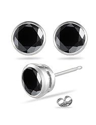 1/4 (0.21-0.27) Cts of 3 mm AAA Round Black Diamond Stud Earrings in 14K White Gold
