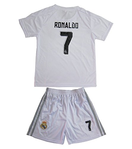 2015/2016 REAL MADRID #7 RONALDO KIDS HOME SOCCER JERSEY & SHORTS YOUTH SIZES (10-11 YEARS)