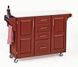 Home Styles Create-a-Cart Red Cabinet with White Vinyl Top 52.5x18x36-in.
