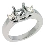 14k White 3 Stone Princess Cut Diamond Engagement Ring - Size 7.0