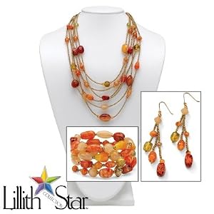 Multi-Colored Lucite Jewelry Set Goldtone
