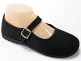 Women's Black Canvas Mary Janes Flats Kung Fu Shoes