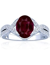 Platinum Oval Cut Ruby Ring With Sidestones