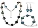 Sterling Silver Abalone and Crystal Bracelet Earrings with Necklace Jewelry Set Made with Swarovski 