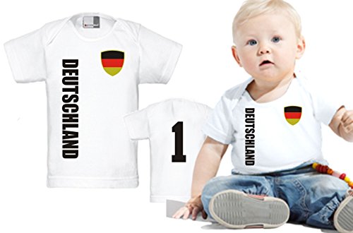 Deutschland BABY EM T-Shirt – Trikot Look – Gr. 56-86 – weiß (80/86)