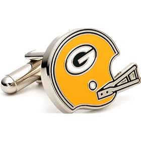 Cufflinks Inc Men's Retro Green Bay Packers Helmets Cufflinks Yellow