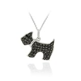 Sterling Silver Black Diamond Accent Dog Pendant