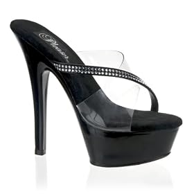 Buy 6 Inch Cute Pink Shoes Bridal Shoes Evening Wear Platform Slide Rhinestones Black CLEARANCE by Unknown