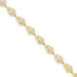 14k Gold Two-tone Diamond Cut Cross Bracelet