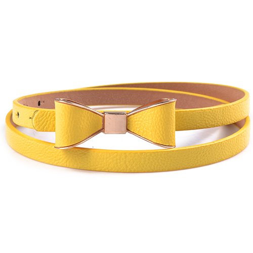 Sanwood Woman's Candy Color Bowknot PU Leather Waistband