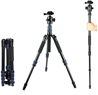 Emart Portable Alluminum Tripod Monopod Kit & Ball Head Compact Travel for All Canon Sony, Nikon, Samsung, Panasonic, Olympus, Kodak, Fuji, Cameras and Video Camera