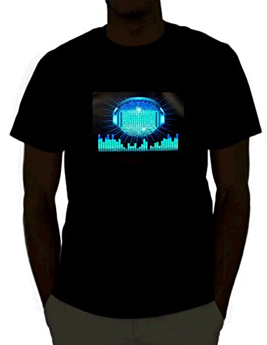 EmazingLights DJ Disco Ball With Headphones Sound Activated Light Up Rave Shirt (Small)