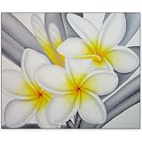 White Kamboja Painting - Bali Fine Art - CraftNetwork