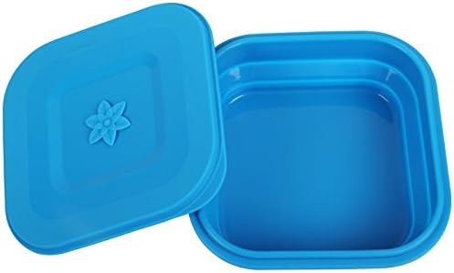 Mewowpet Collapsible Dog Bowl,Silicone Feeding Bowl with Lid for Camping and Travel (Blue)