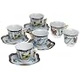 Yedi Houseware Classic Coffee and Tea Butterfly Espresso Cups and Saucers, Blue, Set of 6