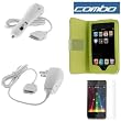 Premium Light Green Folio Wallet Leather Case + Premium Clear Durable Reusable LCD Screen Protector + Rapid Car Charger + Home Travel Charger for Apple Ipod Touch Itouch 8Gb 16GB 32Gb 2G 3G 2nd 3rd Generation