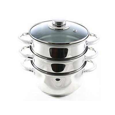 STAINLESS STEEL 3 TIER STEAMER SAUCEPAN SET  - GIFT IDEA - fast dispatch