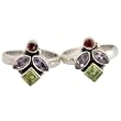 Sterling Silver Multi-Gemstone Foot Toe Rings Indian Jewelry