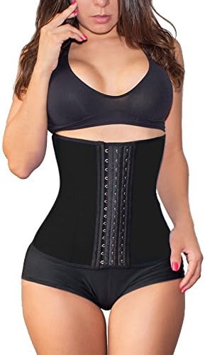 Lady Chery Waist Training Corsets Long Torso with 3 Hook Rows Colombian - Fajas Deportivas Colombianas de 3 Columnas de Broches - Lady Chery Waist Cincher (Black, XL - For 32" (81CM) to 34" (86cm))