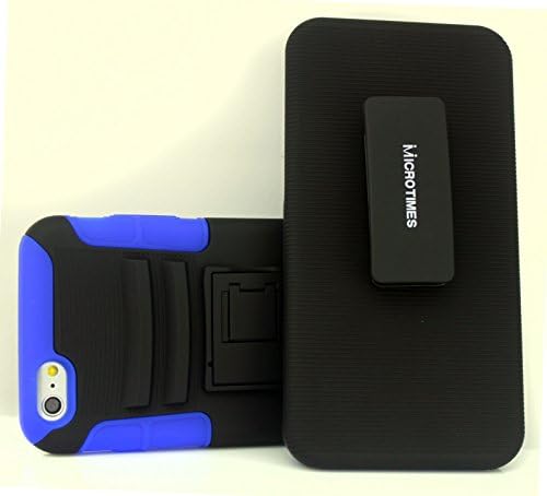 Microtimes rubber/silicone +high quality PC+ Slide Case with Belt Clip Swivel Holster Stand 3 IN 1 RUGGED COMBO CASE for iphone plus 5.5" (blue) (blue)