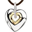 Fashionable Heart Diamond Pendant with Leather Cord